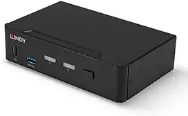 KVM Jungiklis - LINDY 2 Prievadų DisplayPort 1.4, USB 3.0 ir Garso KVM Jungiklis, 7680x4320@60Hz, Juodas