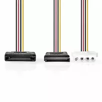 Nedis vidaus maitinimo kabeliai | SATA 15 kontaktų jungtis | Molex lizdas / SATA 15 kontaktų lizdas | Paauksuotas | 0,20 m | apvalus | PVC | Įvairiaspalvis | plastikinis maišelis