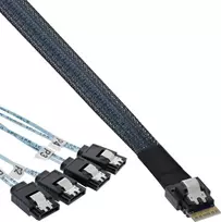 InLine ® Plonas SAS laidas, nuo SFF-8654 iki 4x SATA 7 kontaktų, 12Gb/s, 0,5 m