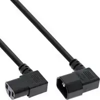 Kabelis zasilający InLine® Power cable, C13 to C14, juodas, 1,0m angled
