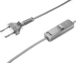 Laidas su elektros kištuku ir jungikliu Zamel 2x0.5mm2 190cm sidabro sp.