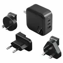 ENERGEA laidinis įkroviklis 1xUSB+2xUSB-CPD-PPS-QC 3.0 66W 2C1A juodos spalvos US+EU Travelite GAN66