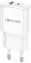 Forever TC-01-20AC PD QC įkroviklis 1x USB-C 1x USB 20W baltos spalvos