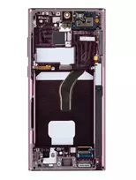 LCD ekranas + jutiklinis blokas + priekinis dangtelis Samsung S908B Galaxy S22 Ultra Burgundy (pakeitimų paketas)