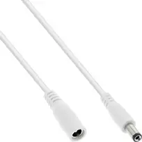 Maitinimo kabelis InLine ® Nuolatinės srovės lizdas, nuolatinės srovės kištukinis lizdas, 5.5x2.1mm, baltas, 5m
