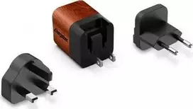 Energizer Ultimate – kelių kištukų ES / JK / JAV GaN 20 W PD tinklo įkroviklis (Walnut Burl)