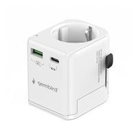Gembird  Grounded universal travel power adapter, 20 W | TPA-EU1A1C20-01-W | TPA-EU1A1C20-01-W | 8716309134972