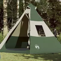 Stovyklavimo palapinė, žalia, septynvietė, tipi dizaino