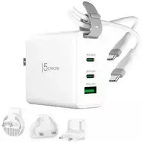 J5J5Create J5create - 65W GaN USB-C 3-Port Travel Charger w/ Interchangeable Plugs