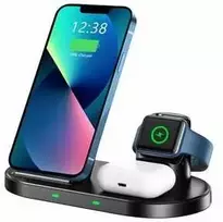 Įkroviklis Swissten Wireless Charger 3 in 1 Stovas Juodas Apple ir Samsung (laikrodžio kabelis neįtrauktas)