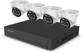 Foscam FN9108E-T4-2T Video-Überwachungssystem Weiß 4x 3K PoE Dome Kamera, 1x 8-Kanal NVR