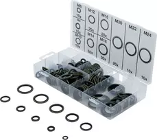 Bgs Technic Sandarinimo žiedų asortimentas | metalas | su guminiu sandarinimo žiedu | 150 vnt. (9306)