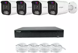 5MP raiškos IP kamerų komplektas Longse - 1- 4 kameros BMSEKL5AD-28PMSTFA12, Sony Starvis, POE, žmogaus ir automobilio detekcija, garsiakalbis, mikrofonas, švyturėliai, Kamerų kiekis: 2, Vaizdo ir maitinimo kabeliai: Su kabeliais