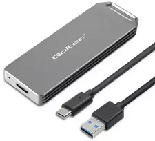 Qoltec mini aliuminio korpusas | M.2 SSD disko vieta | NVMe | PCIe | USB 3.1 | Super greitis 10Gb/s | 2TB | sidabras