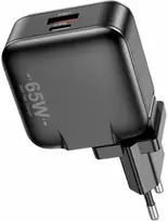 AWEI laidinis įkroviklis PD55-EU 65W USB + USB-C juodos spalvosGaN