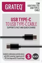 Dėklas GRATEQ USB C - USB C įkrovimo laidas QUICK 1M Juodas