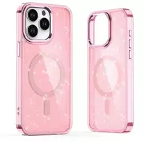 Hurtel Glitter MagSafe Apple iPhone 16 Pro Max – dėklas telefonui rožinės spalvos su blizgučiais