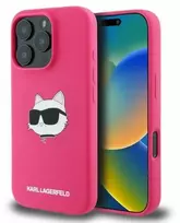Karl Lagerfeld silikoninis Choupette Head Print MagSafe iPhone 16 Pro Max - dėklas telefonui Fuchsia