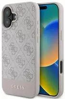 Guess GUHCP16SG4GLPI iPhone 16 6.1″ rožinis kietas dėklas 4G Bottom Stripe