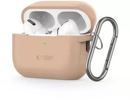 Dėklas Apple AirPods Pro 1/2 Tech-Protect silikonai su šautuvu Cafe Latte kreminis