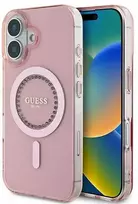 Guess IML Rhinestones MagSafe - dėklas skirtas Apple iPhone 16 Plus Rožinė