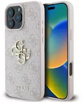 GUESS dėklas skirtas iPhone 16 Pro Max GUHCP16X4GMGPI (4G PU Big Logo) rožinės spalvos