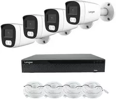 5MP raiškos IP kamerų komplektas Longse - 1- 4 kameros BMSCKL5RC, Hybrid Light, Sony Starvis, POE, žmogaus ir automobilio detekcija, Kamerų kiekis: 3, Vaizdo ir maitinimo kabeliai: Su kabeliais