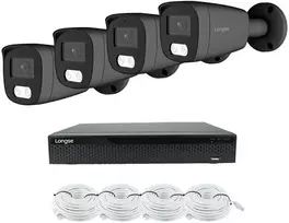 4K 8 megapikselių raiškos IP kamerų komplektas Longse - 1- 4 kameros BMSCKL8RC-DG Hybrid light, POE, žmogaus ir automobilio detekcija, tamsiai pilka, Kamerų kiekis: 2, Vaizdo ir maitinimo kabeliai: Su kabeliais