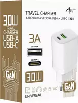 Įkroviklis Art Įkroviklis SIECIOWA GaN PD/QC 4.0 1x USB-C 1x USB-A 30W ART