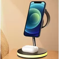 3-in-1 magnetinis belaidis įkroviklis DELTACO, telefonas/TWS/laikrodis, LED lemputė / QI-1041