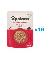 APPLAWS Cat Adult Pouch Chicken Breast with Beef in Jelly vištiena su jautiena drebučiuose 16x70 g