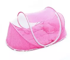 Pink Rožinė Vaikiška turistinė lovytė su tinkleliu “ Rožinė ”