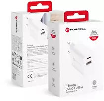 Telefono įkroviklis Forcell F-Energy USB C + USB A QC4.0 PD 3A 35W TFK-TC-35WPD baltas