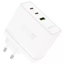 Borofone Laidinis įkroviklis BN11 Imperial – USB + 2xType C – QC 3.0 PD 100W baltos spalvos