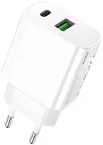 Oem Rock Laidinis įkroviklis T43 – USB + Type C – QC 3.0 PD 20W 3A baltos spalvos