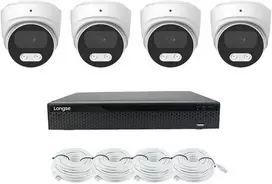 5MP raiškos IP kamerų komplektas Longse - 1- 4 kameros CMSBKL5RC Hybrid light, Sony Starvis, POE, mikrofonas,žmogaus ir automobilio detekcija, Kamerų kiekis: 4, Vaizdo ir maitinimo kabeliai: Be kabelių