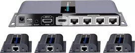 Ecost prekė po grąžinimo PremiumCord - HDMI 1-4 splitter su CAT6 / 6a / 7, Full HD, 3D extender (Atnaujinta)