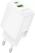 Borofone laidinis įkroviklis BN27 Fuente – USB + Type C – QC 3.0 PD 20W baltos spalvos