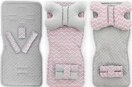 Tutumi Dvipusis vežimėlio kilimėlis 4in1 Rožinė / Pilkas ZigZag