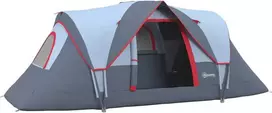 Outsunny Palapinė 5-6 žmonėms, kempingo palapinė su kuoliukais - pilka 4,55 x 2,3 x 1,8 m