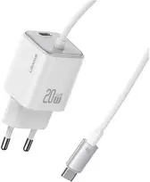 Laidinis įkroviklis USAMS JC Series CC261 20W GaN Mini Fast Charger 2xUSB-C baltos spalvos
