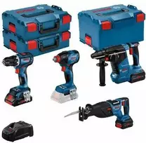 BOSCH.Rinkinys COMBO 18V (GSR 18V-90C +GDX 18V-210C +GBH 18V-24C +GSA 18V-28) 1xPC4,0Ah 2xPC5,5Ah …