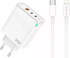 Jellico Charger Quick Charger 65W 2 x USB-C USB3.0 laidas skirtas iPhone Lightning