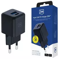 3Mk apsaugos priedai - 3mk Hyper GaN įkroviklis 20W QC4+ PD PPS USB 1A1C Juodas EU