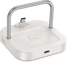 Stalinis įkroviklis Hoco 2in1 USB C PD QC 3A 30W + belaidis įkrovimas 5W CQ16B pieniškas baltas