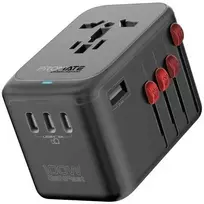 „Promate TripMate-GaN100 GaNFast™“ kelių prievadų sieninis įkroviklis, 100 W / ES/JAV/JK/AU