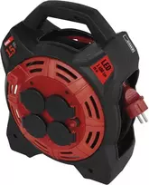 Emos Guminis prailginimo laidas ant ritės su LED lempute, 4 lizdais, 15 m