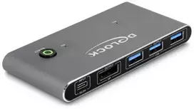 „Delock“ „DisplayPort KVM“ jungiklis, 8K, 30 Hz, su USB, 5Gbps