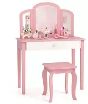 Promotions Vaikiškas kosmetinis staliukas ir taburetė, 70x34x95,5 cm, rožinė