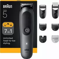 „Braun 7-in-1“ priežiūros rinkinys | „Viskas viename“ rinkinys, 5 serija, AIO5520 | Belaidis | Ilgio pakopų skaičius: 14 | Juodas